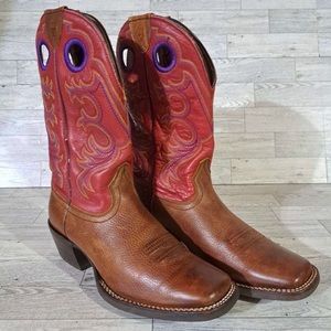 Women’s Ariat Buckaroo leather brown, red and square toe boot